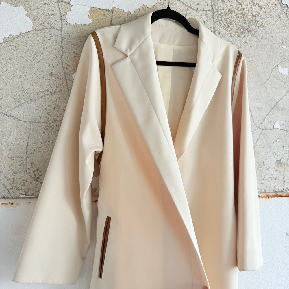 Vtg 60s Youthcraft Voyager West Coat Cream Tan Leather Trim‎ Belted Women S Mod - Picture 5 of 13